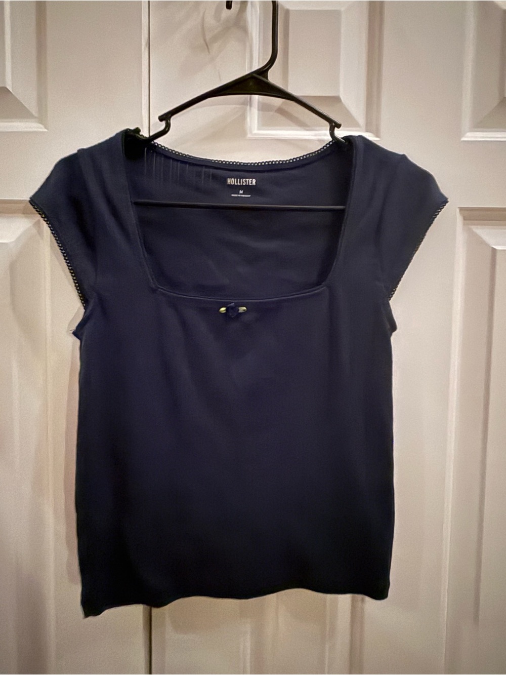Hollister Navy Square-Neck Cap-Sleeve Top medium